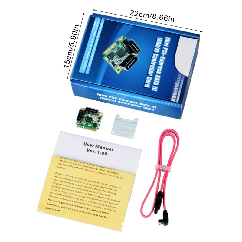 Small PCIE to 2 Port Controller Expansion Card 6Gbps Fast Speed Support RAID1/RAID0 Data Mirroring Technology