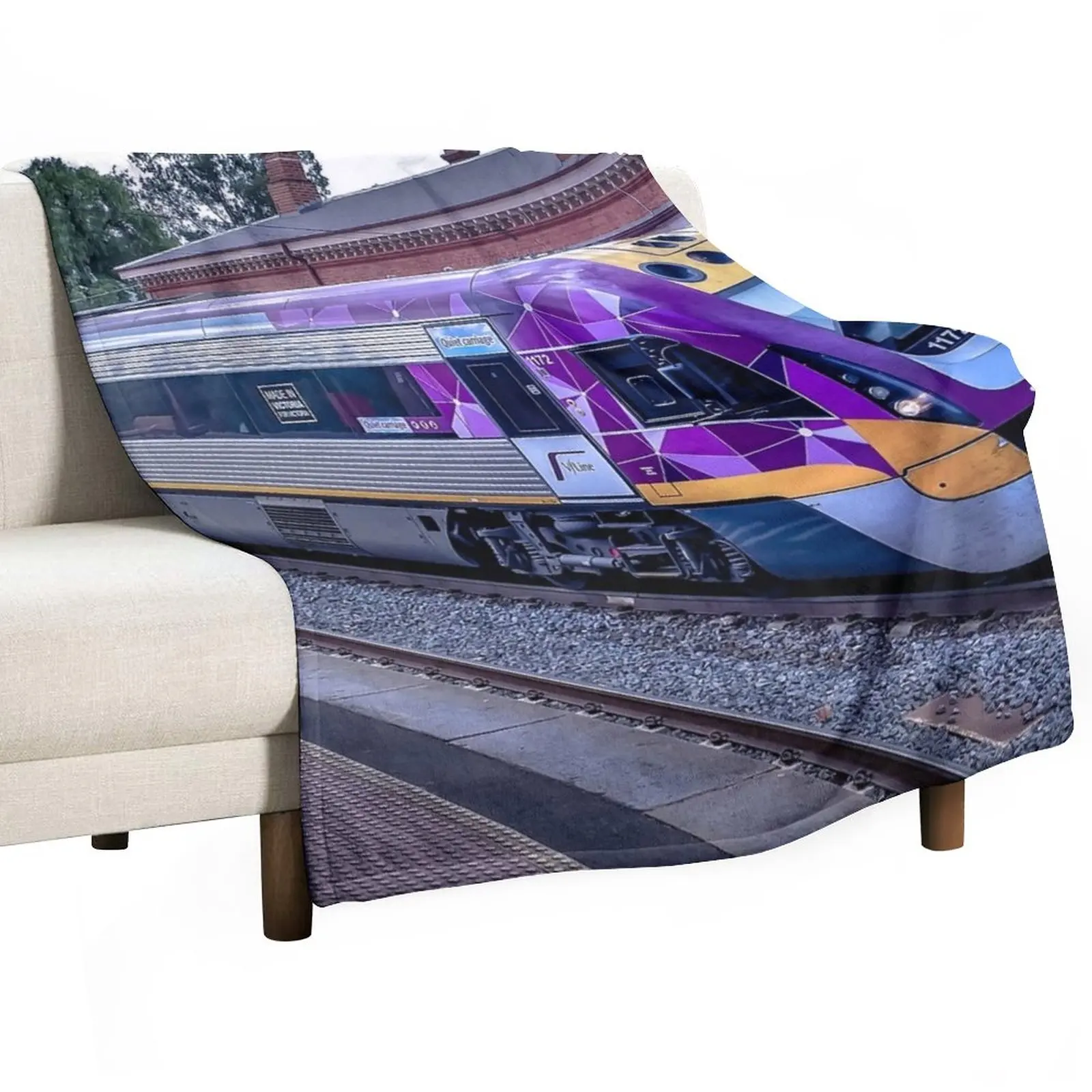 

VLine Train at Castlemaine Station Throw Blanket Stuffed Blankets Soft Blanket fluffy blanket Kid'S Blanket