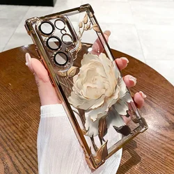 White Lotus Flower Plating Armor Airbag Phone Case for Reno8T 5G (S25148)