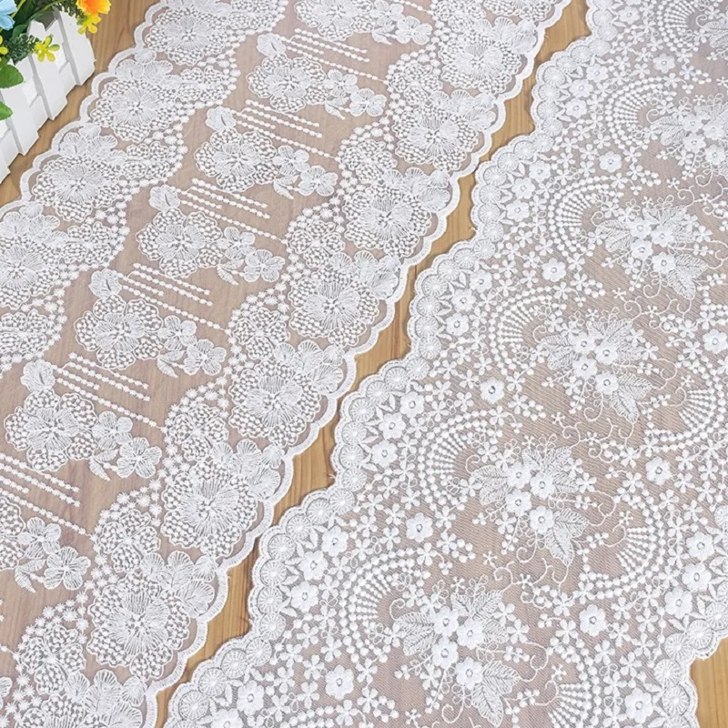 

Хлопковая кружевная лента с вышивкой белым цветком, шитье своими руками, украшение домашнего текстиля, кружево для рукоделия, 3 ярда
