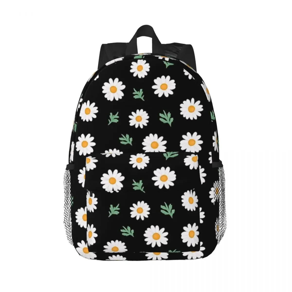 

Daisy Pattern On Black Backpacks Boys Girls Bookbag Cartoon Children School Bags Travel Rucksack Shoulder Bag Large Capacity
