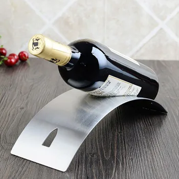 Présentoir porte bouteille en métal support bombé