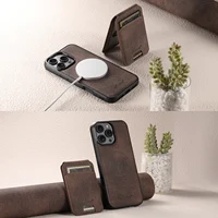 Magnetic 2-in-1 Card Holder Wallet Leather Phone Case Compatible with MagSafe Wireless Charging for iPhone 16ProMax 15Plus 14 13 1