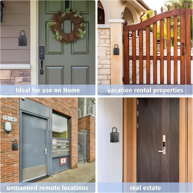 Metal Smart Key Lock Box Keybox Wall Mounted Large Key Combination Lock to Hide Keys Safe Storage for House Key Bluetooth 5