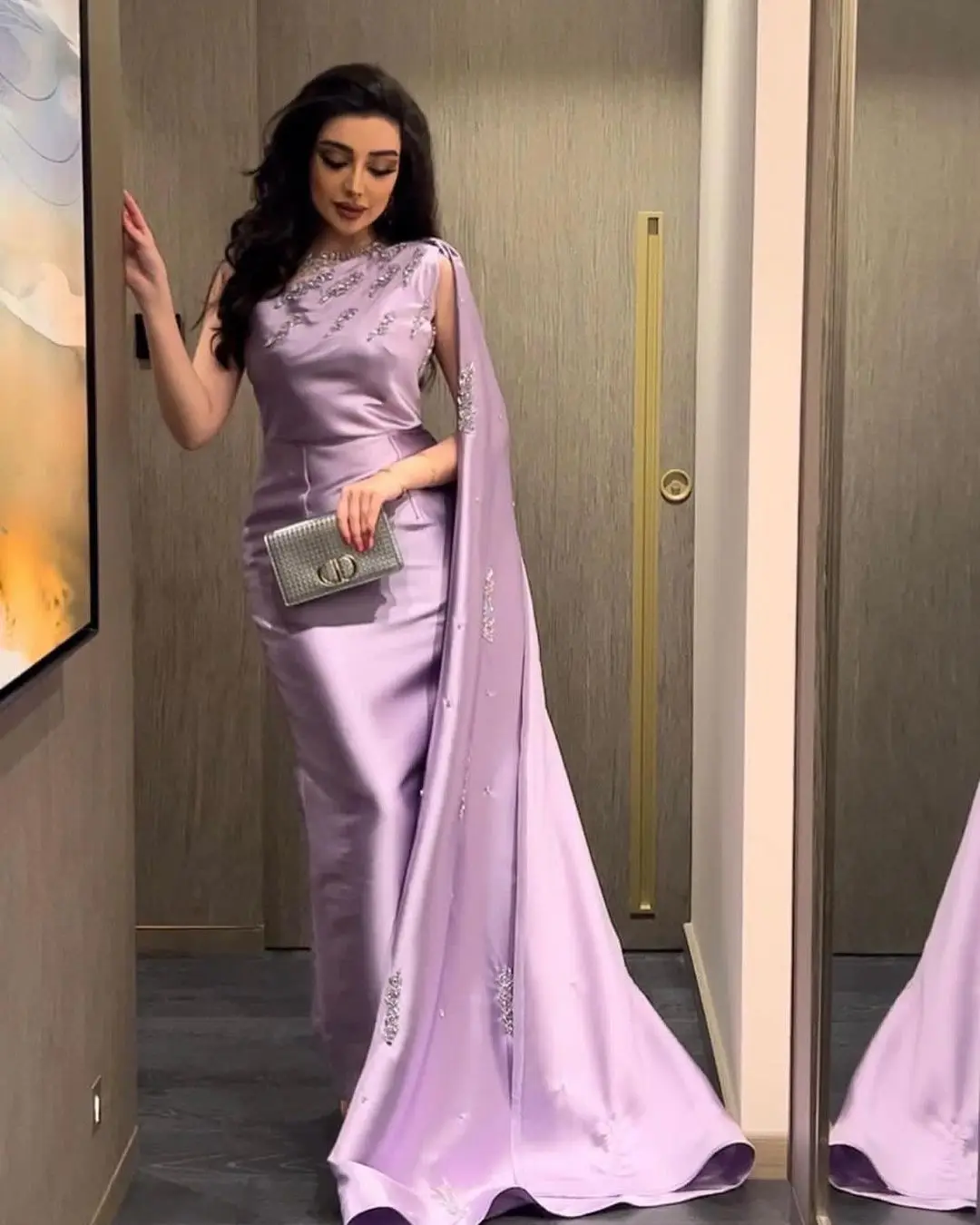 

Vintage Mermaid One Shoulder Prom Dresses Sleeveless Crystals Beading Sequins Satin Floor Length Formal Party Dresses