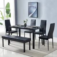 PU Dining Chair , Leather Dining Chairs with Curved Back & Foot Cap Protection for Dining Kitchen Living Room, 300lbs Capacity 1