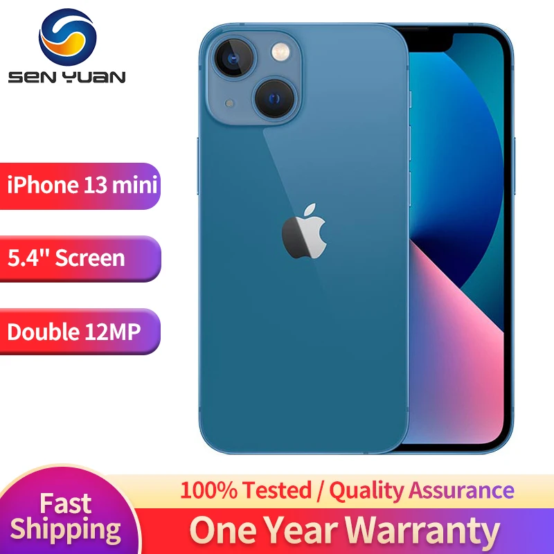 Original Apple iPhone 13 Mini 5G Mobile Phone NFC Face ID 4GB RAM 128/256/512GB ROM 5.4'' OLED Screen A15 Hexa-Core SmartPhone