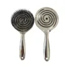 Electroplated Hollow Round Bristle Brush Static Massage Brush Reduces Heat Damage Quick Drying Voluminous Hair Tool
