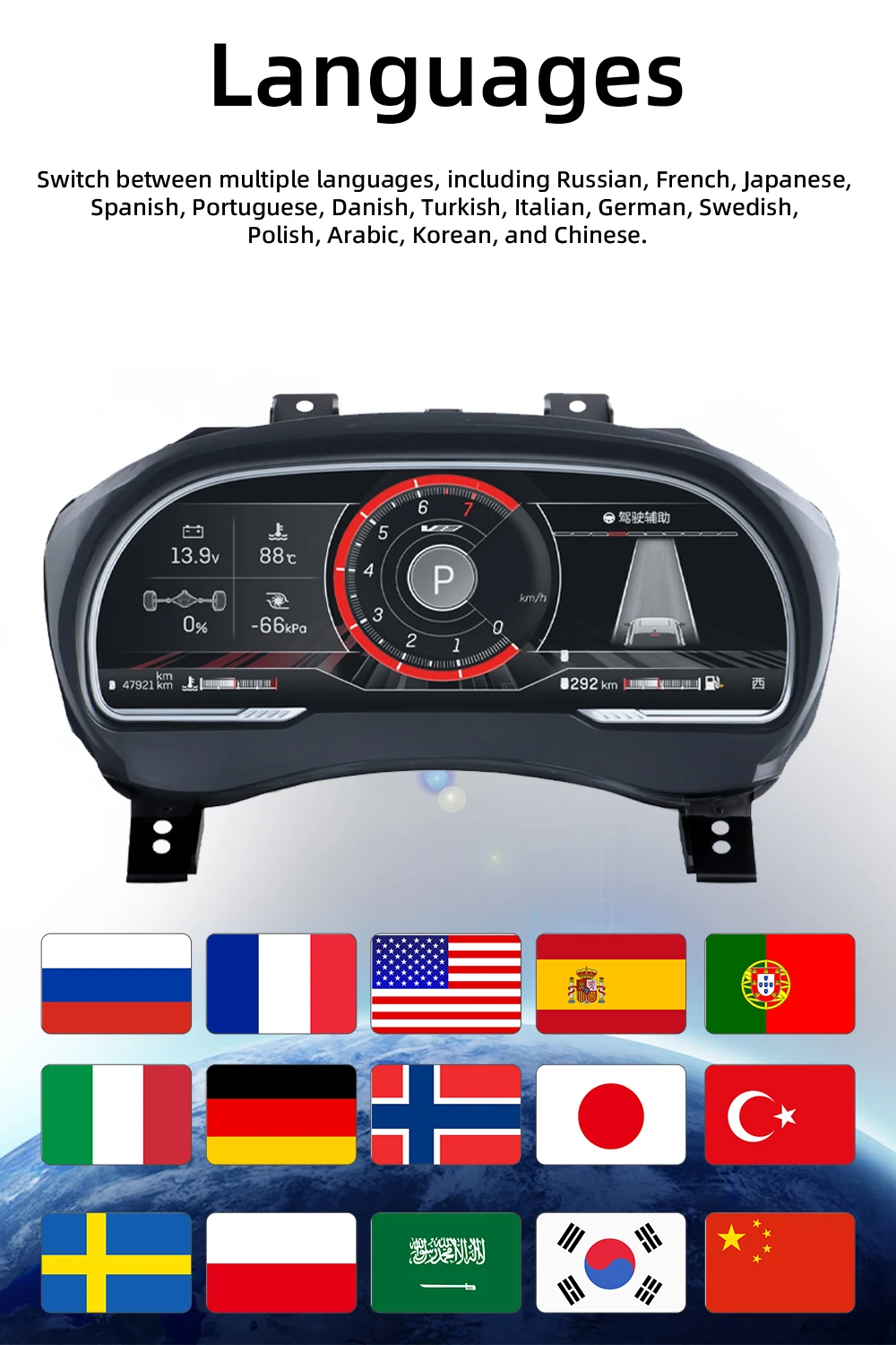Digital Instrument Cluster For Cadillac ATS/ATS-L 2014-2017 Virtual Cockpit Spee