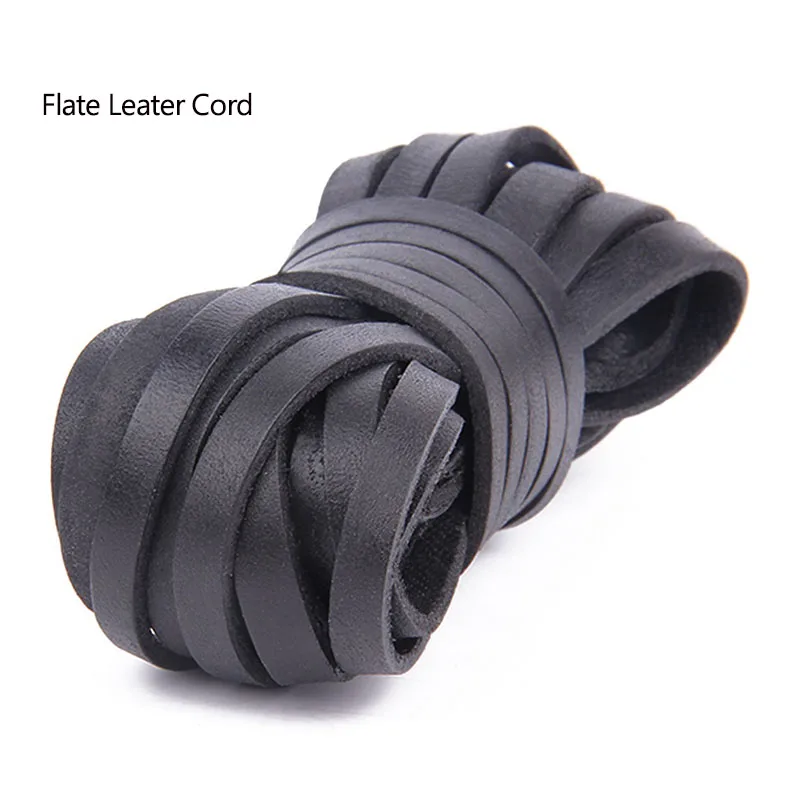 2 Meter echtes Rindsleder, rund, flach, Lederband, Schnur, Seil für DIY-Halskette, Armband, Schmuckherstellung, Zubehör – Detail 3