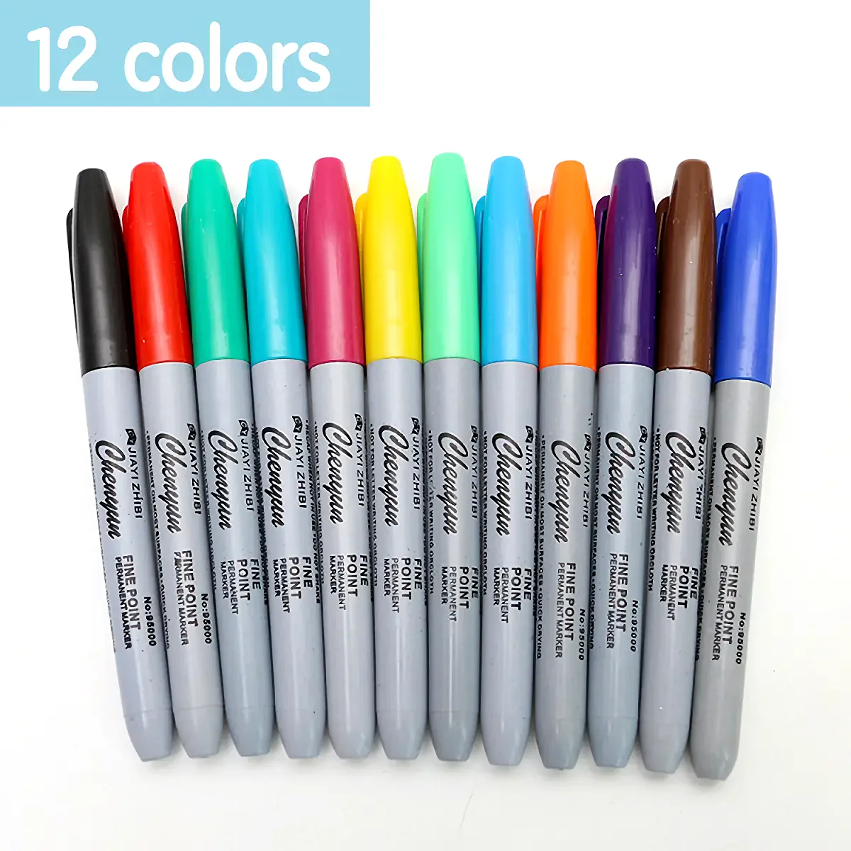 12colors Fine Point Permanent Markers, perfect for Classroom, Office, Durable and Long-Lasting. No suitable for Whiteboard 2