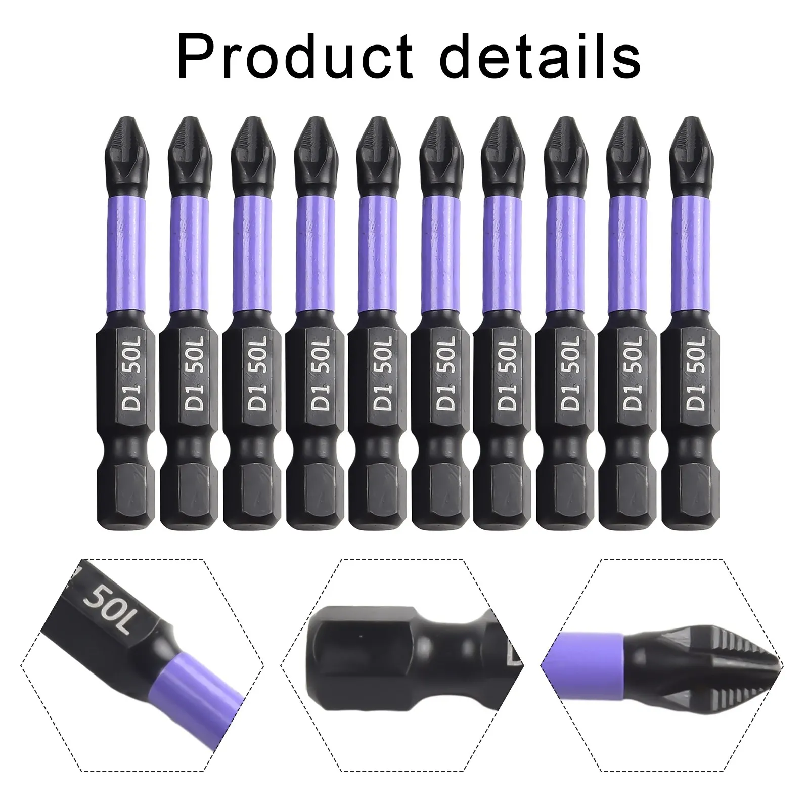 

10/20Pcs Batch Head D1 Anti-slip And Impact-resistant Cross Bit PH2 25/50/65/70/90mm Magnetic Hardness Impact Drill Bit