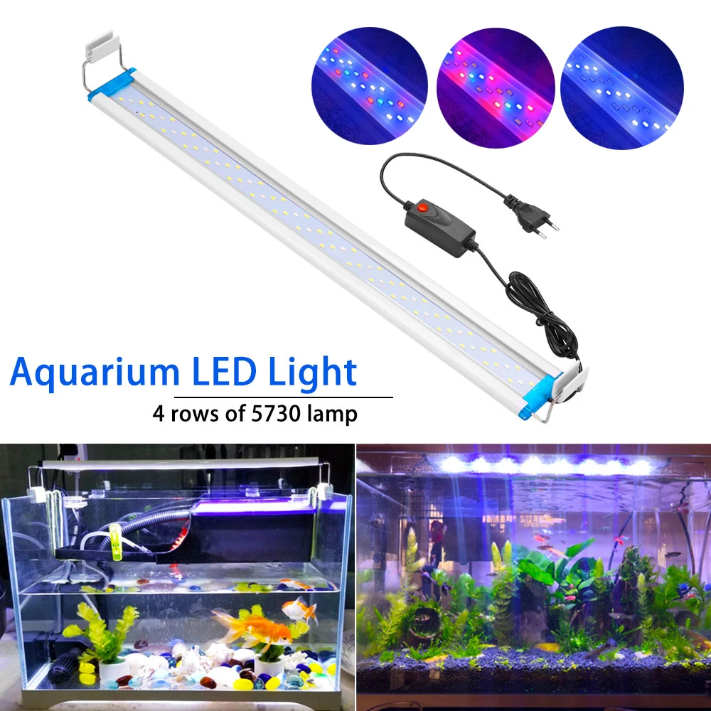 Slim LED Aquarium light RGB Aquatic Plant Light 18-58CM Extensible Clip for Fish Tank 90-260V Color aquarium light aquarium lamp