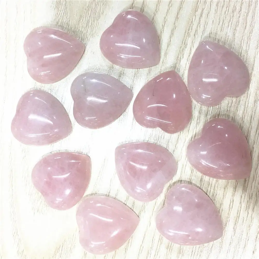 25mm New Hot Top Quality Natural Stone Heart Shape Cab Cabochon Roses Quartz Beads for DIY Jewelry Making 12pcs Dropshipping