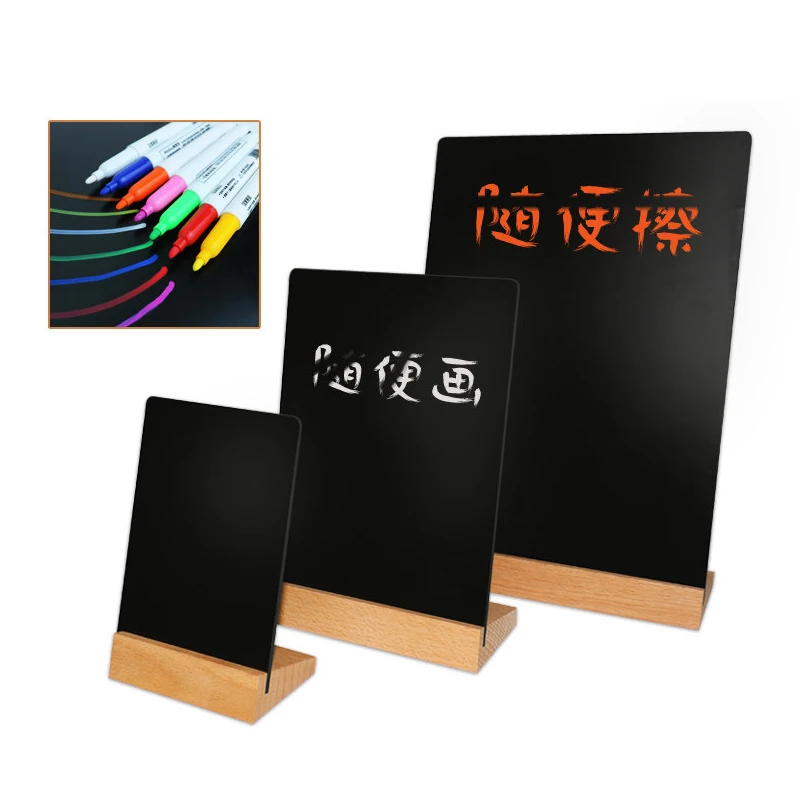 1PCS A4 Wooden Rewritable Blackboard Chalkboard Table Card Sign Stand Tabletop Price Tag Hand-paint Table Number Stand A5 A6