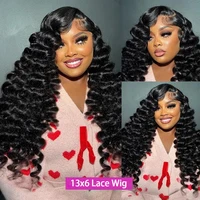 Perruques Lace Front 13x6 en cheveux humains, densité 250, ondulation Loose Deep Wave, 38 40 pouces, ondulation Water Wave bouclée, HD, Perruque Lace Frontal 13x4, brésilienne noire 6