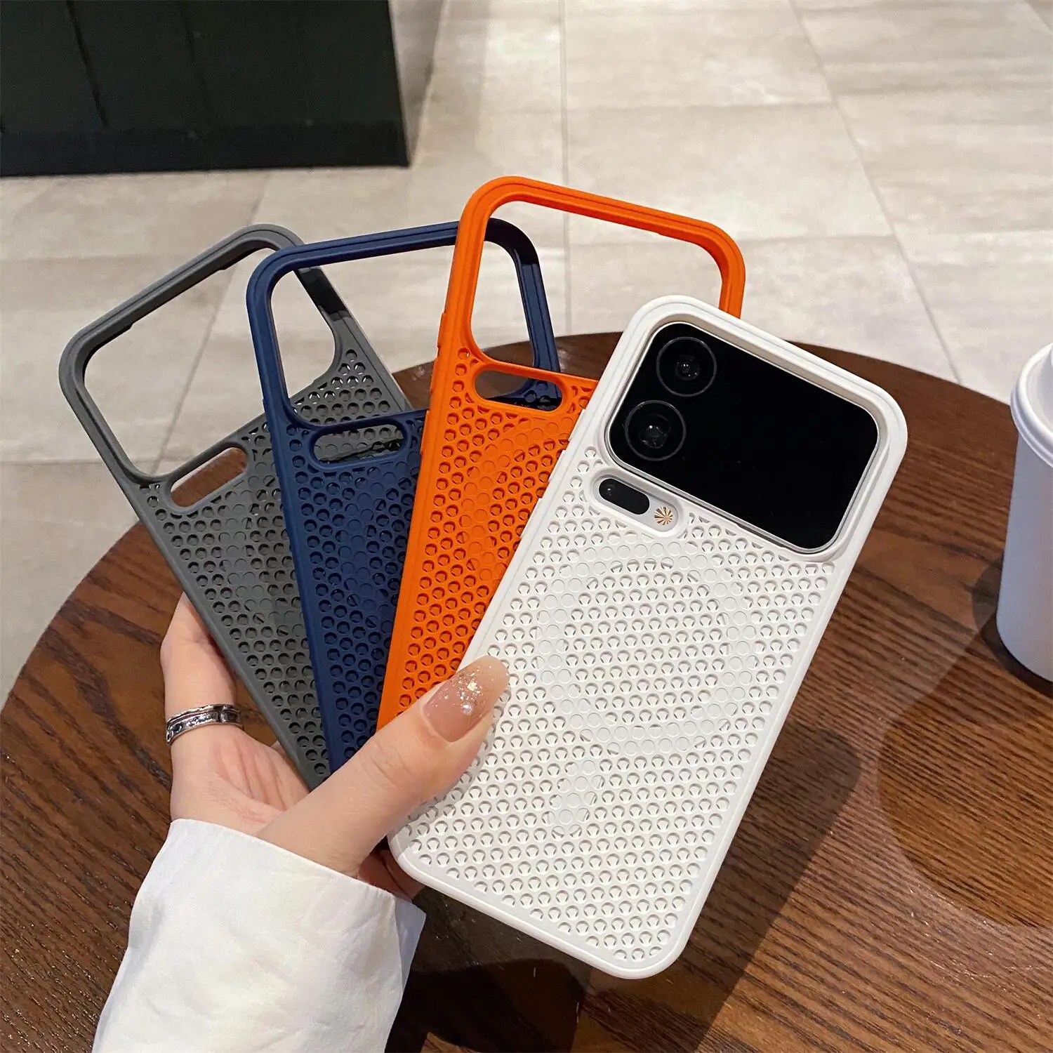 Honeycomb Mesh Heat Dissipation Phone Case with Magsafe Magnetic Hard Back and Silicone Cover