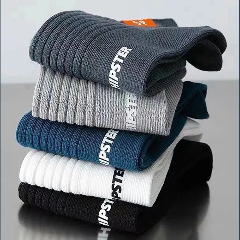 Men's plain color boat socks 5 Pairs Spring and Autumn Thickened Breathable Low Cut Shallow Mouth Casual