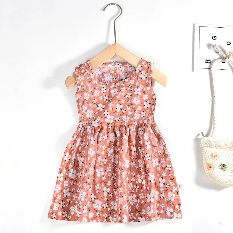 

1-7 Years Baby Girls Sleeveless Flower Print Dresses Clothes Kids Summer Princess Dress Children Party Ball Pageant Outfit