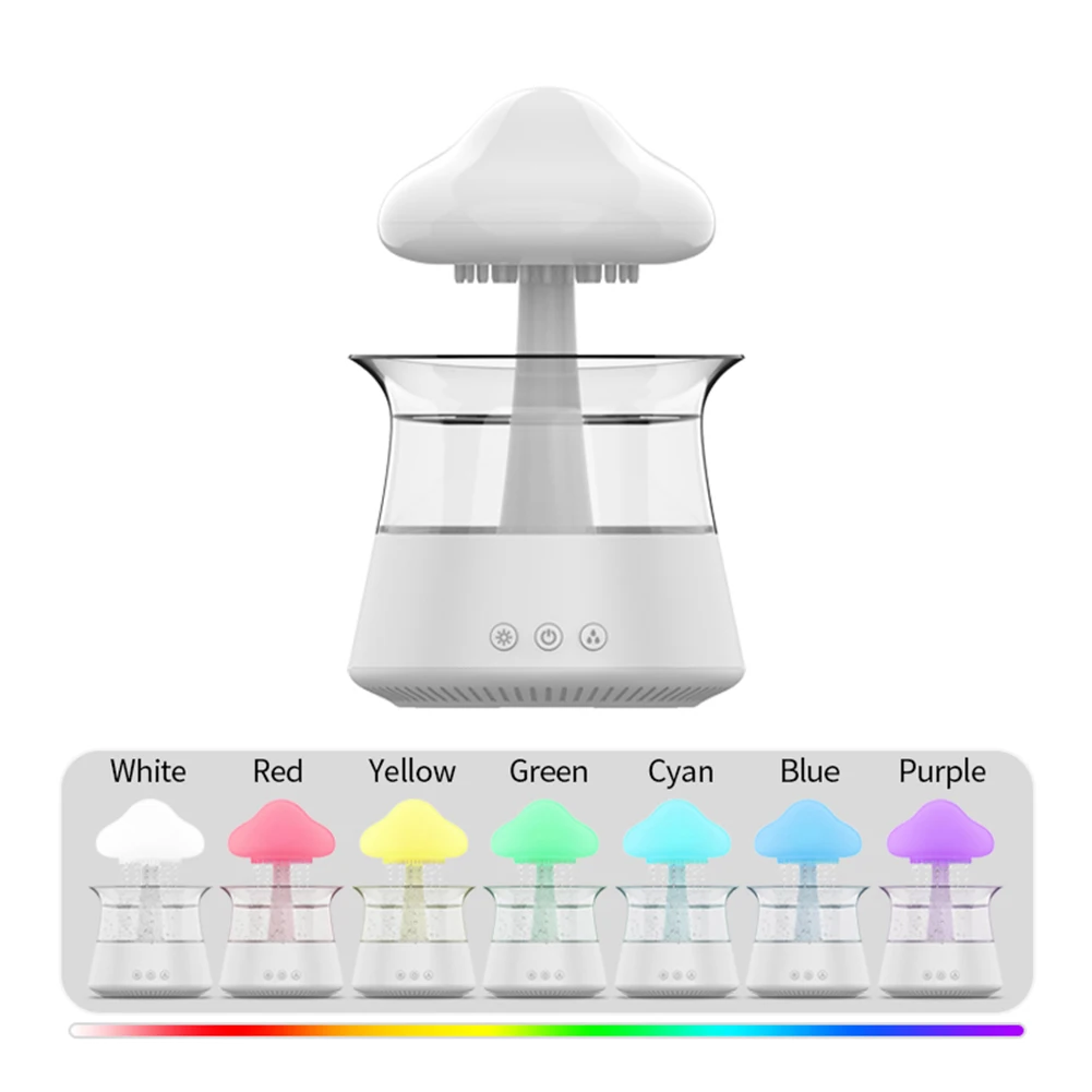 Mushroom Rain Air Humidifier Water Drops Night Light Aromatherapy