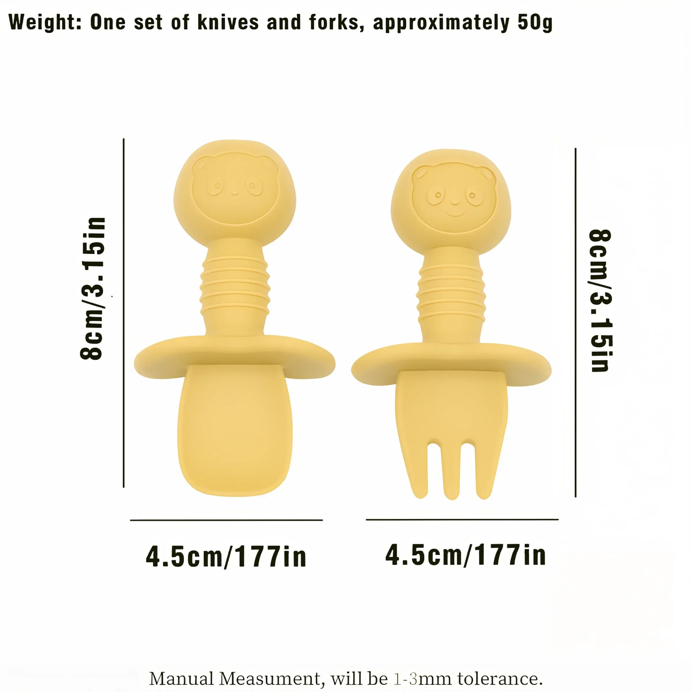 2pcs Food Grade Children Wooden Handle Silicone Spoon Fork Cutlery Baby Training Complementary Food Spoon BabyFeeding Fork