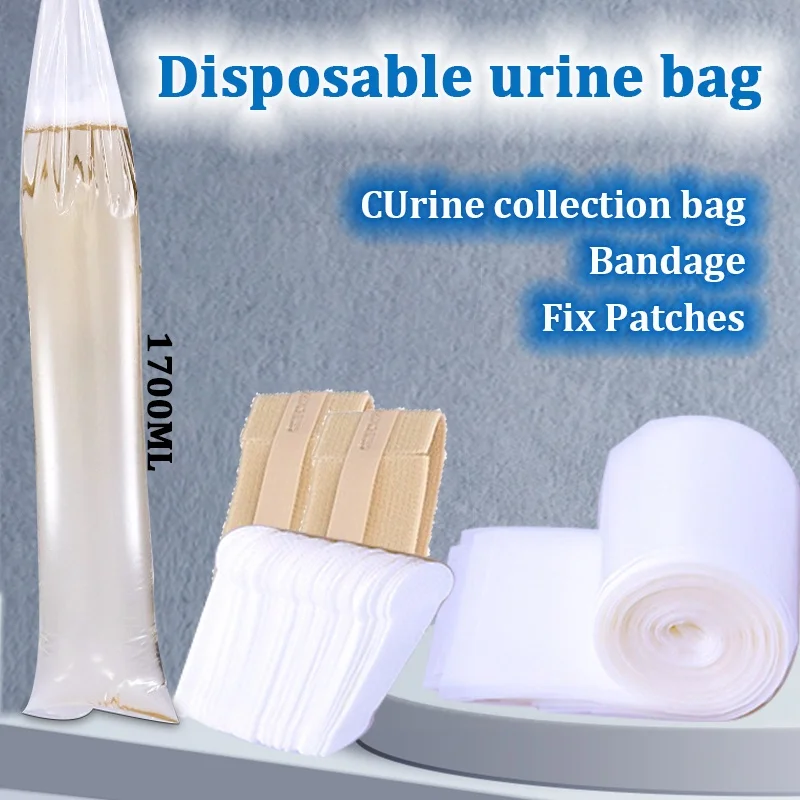 50Pcs 1700Ml Urine Bag Disposable Male Urine Collection Bag Portable and Convenient Elderly Paralyzed Patient Care Urine Bag