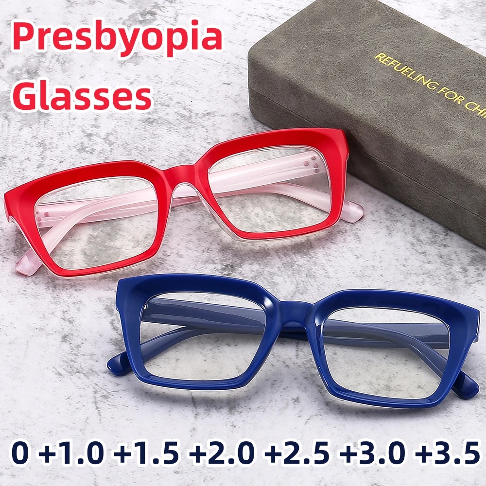 

Oversized Optical Reading Eyeglasses Retro Large Square Presbyopia Glasses Men Women Fashion Round Face Computer Glasses