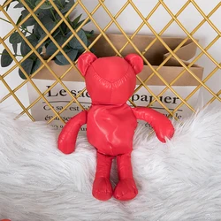 Eco-Friendly Gold Coated Bear Design Reusable Cotton Tote Bag with Waterproof Lining (Red)