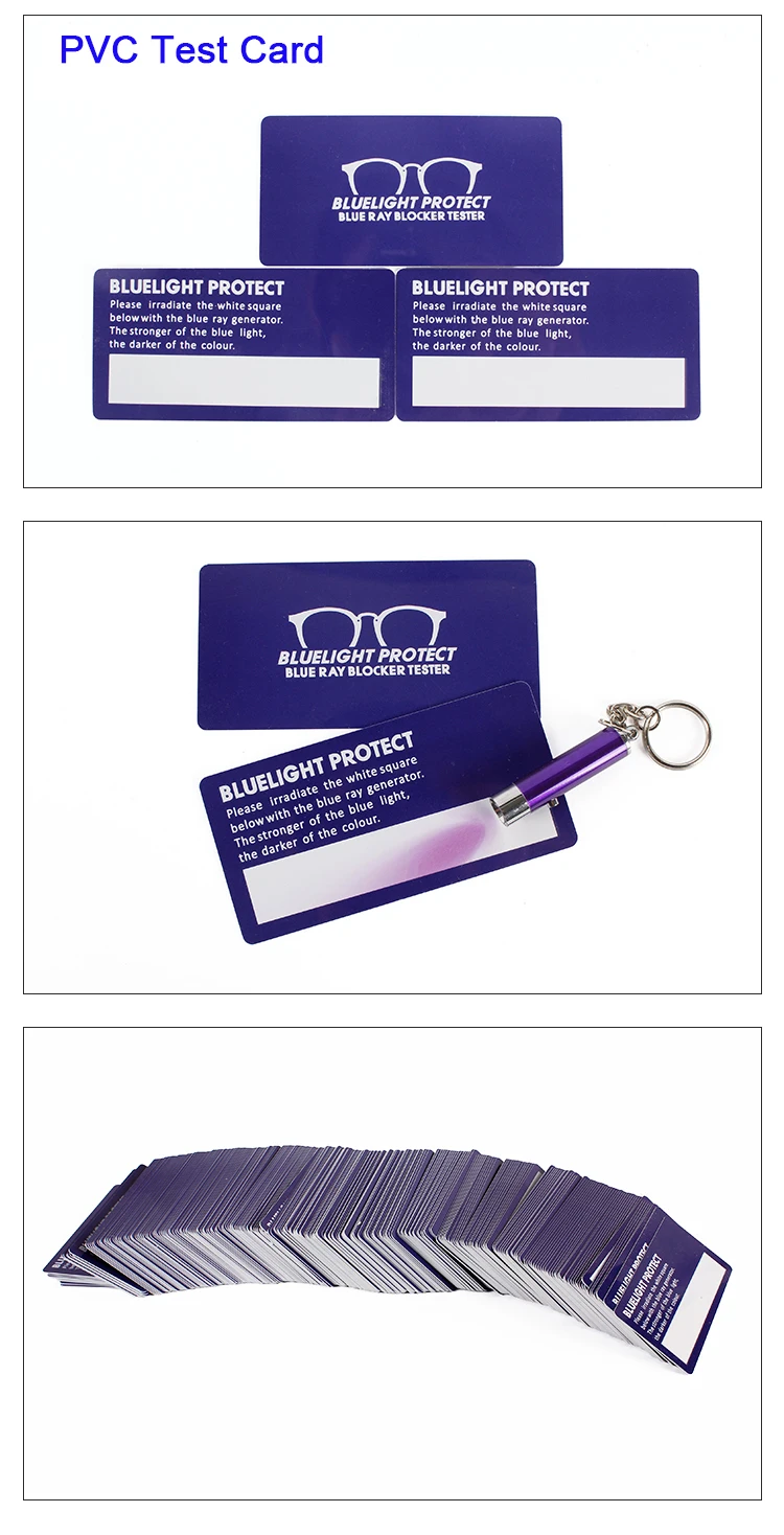 10pcs Anti Blue Ray Glasses Test Card Bluelight Protect Testing Tool Paper Or PVC For Options