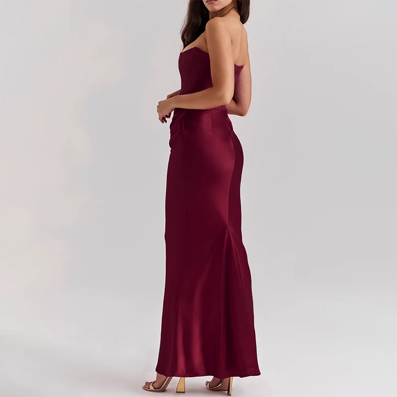 Strapless Backless Sexy Evening Party Club Maxi Long Dress Vestido for Women Summer 2024 Sleeveless Bodycon Dresses 2