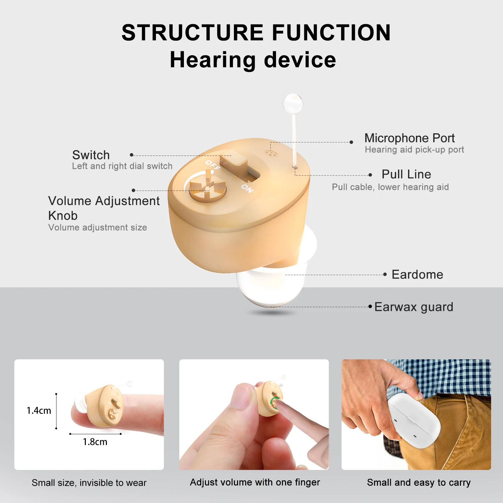 Hearing Aid Elderly Rechargeable Deafness The Listening Device Mini Wireless Sound Amplifier Invisible Hearing Aids Headphones 4