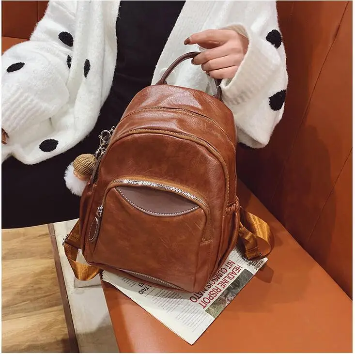 

2022 Casual Fashion Women Backpack Teenager PU Backpacks Male Travel Backpacks
