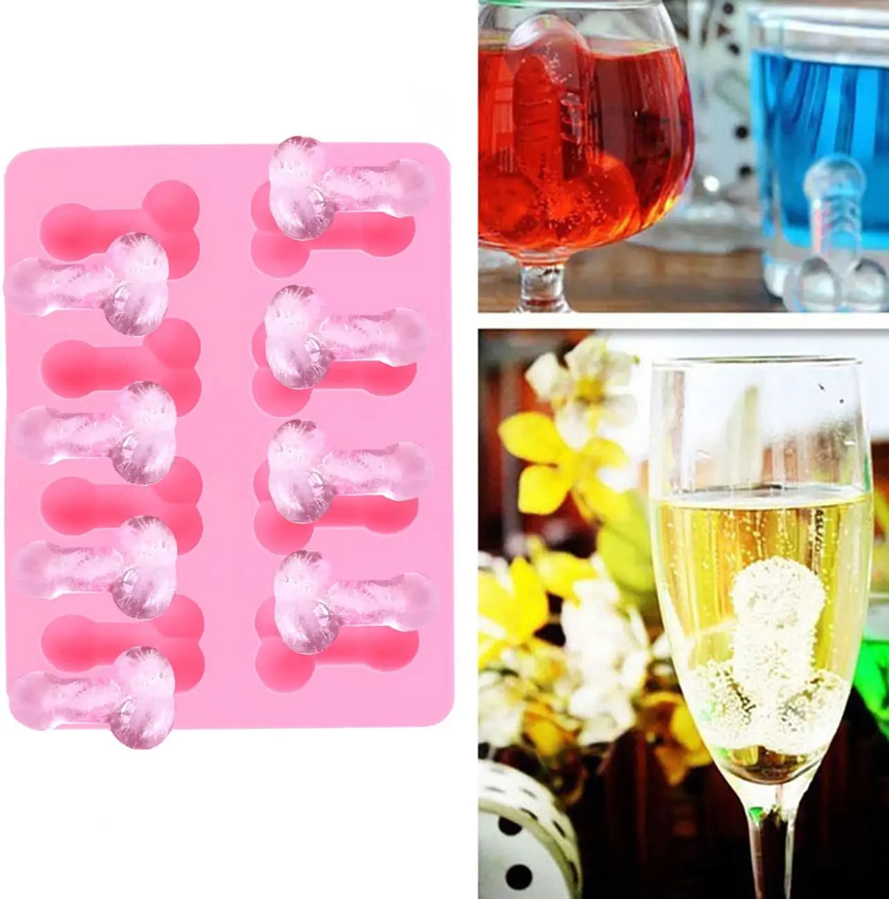 Silicone Penis Ice Mold,Ice Cube Tray,DIY Chocolate Molds Silicone,3D Sexy  Penis Mold Funny Novelty Jelly Ice Cube Mould,Suitable Making