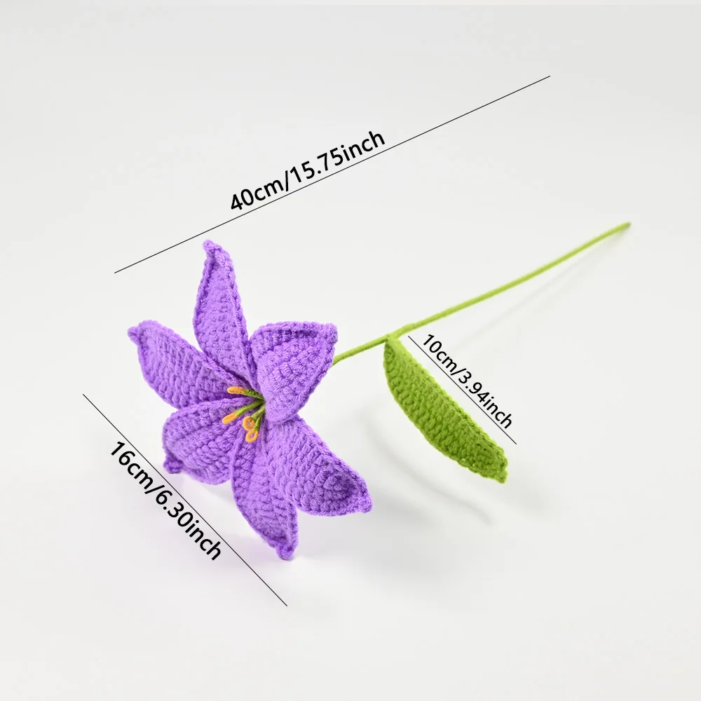 Hand-Crocheted Lily Flower Bouquet - Artistic Fabric Floral Arrangement