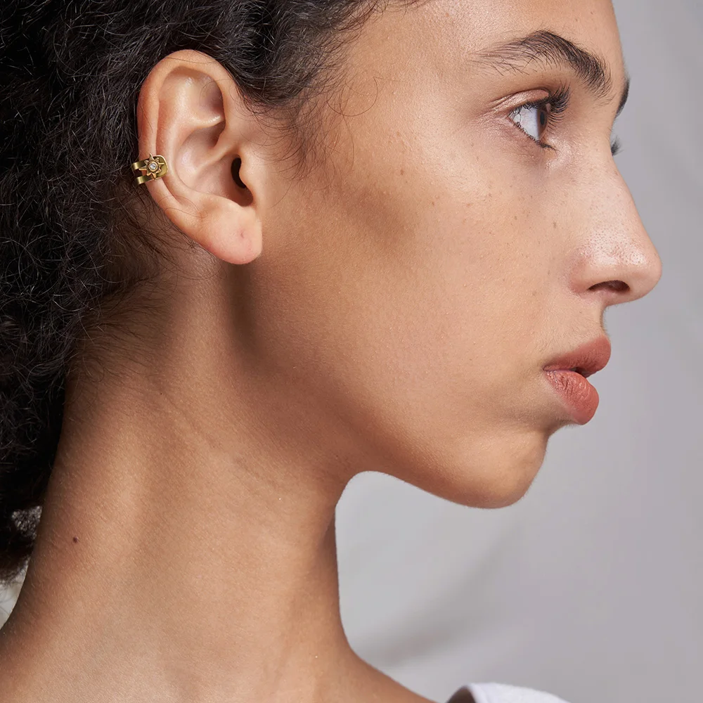 ENFASHION Small Star Ear Cuff Stainless Steel Earrings For Women Gold Color Fashion Jewelry Zircon Earring Pendientes E211260