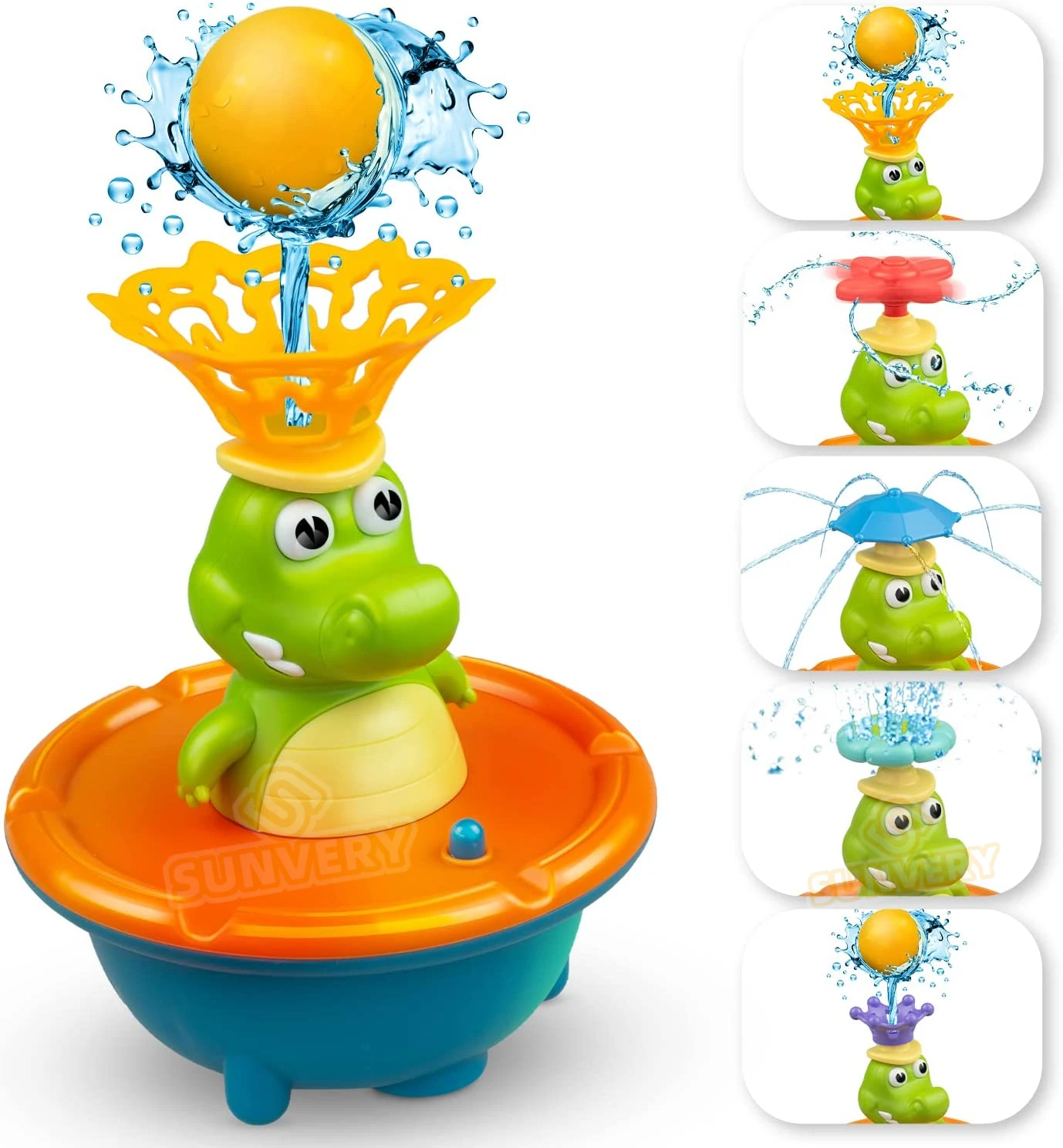 

New Fountain Crocodile Baby Bath Toys for Toddlers,5 Modes Spray Water Sprinkler Light Up Bathtub Toy for Boys Girls Kids