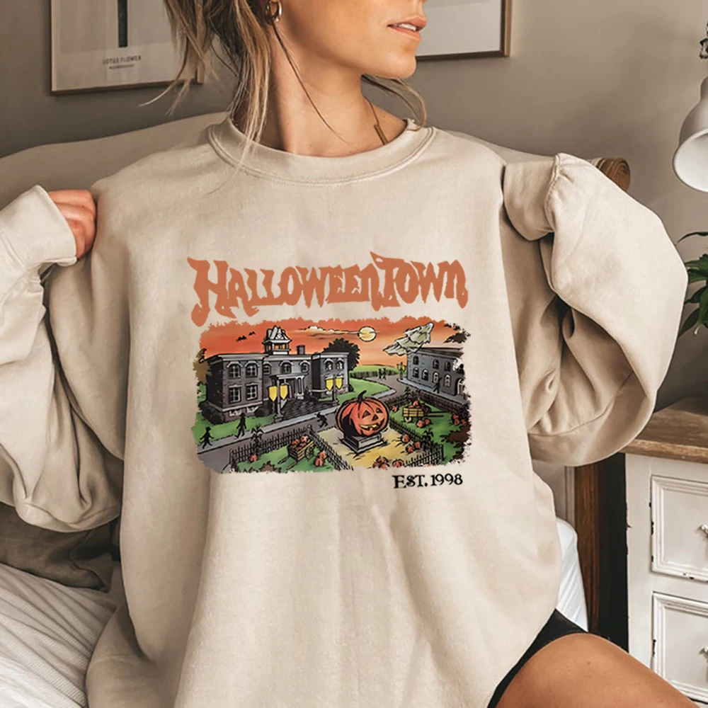 

Ретро Хэллоуин 1998 свитшот с круглым вырезом рубашка для Хэллоуина смешной свитер для Хэллоуина Осенние футболки с тыквой подарок на Хэллоуин