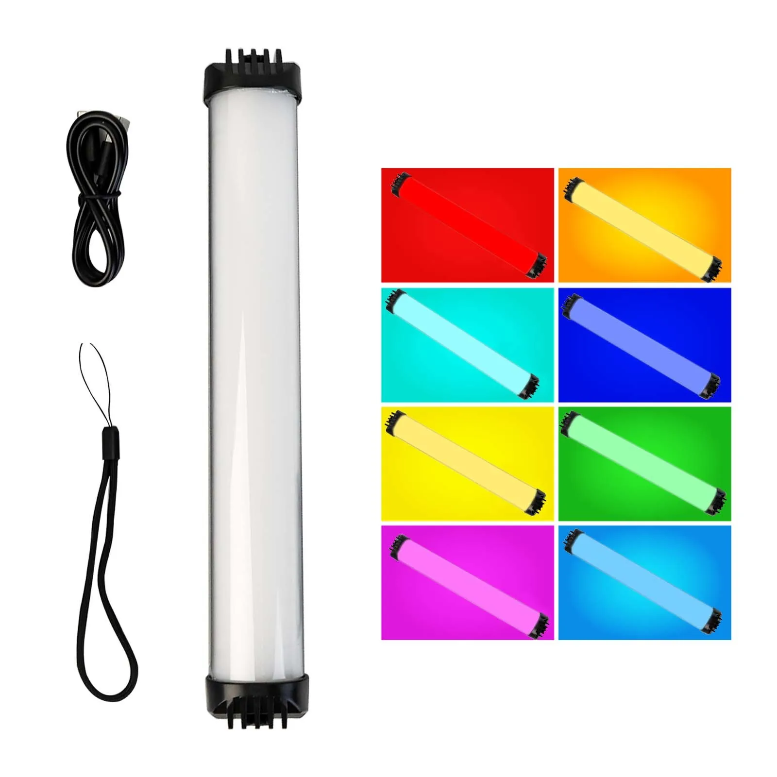 휴대용 RGB LED 조명 스틱 자석 사진 조명, 비디오 브이로그 유튜브용, 2700-7500K 사진 필 라이트 램프, 30cm