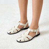 Luxury Metal Buckle Design Brand Flat Sandals Women Fashion Hollow Ankle Strap Gladiator Sandals Sexy Cozy Vacation Beach Shoes - Image 2