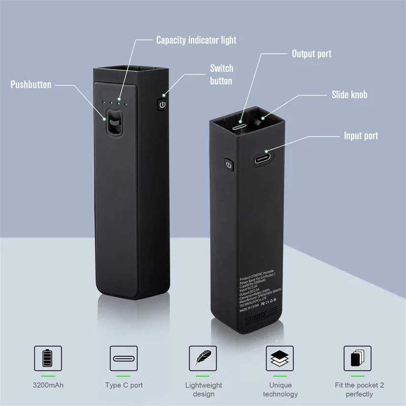 para Osmo Bolso Portátil Power Bank Móvel 3200mah Carregador de Bateria Portátil Hub Carregamento para Bolso Câmera Apertos Mão - Image 2