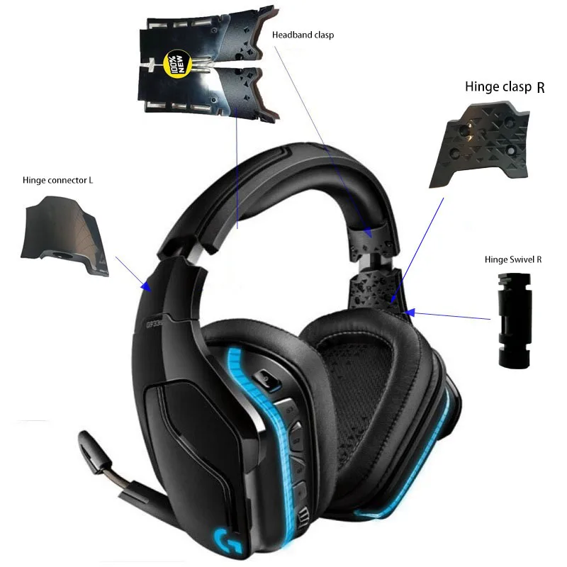 Headset Power Switch Button&Headband Hinge for Logitech G933 G935 G633 G635 Artemis Spectrum Wireless Headphone Repair Parts