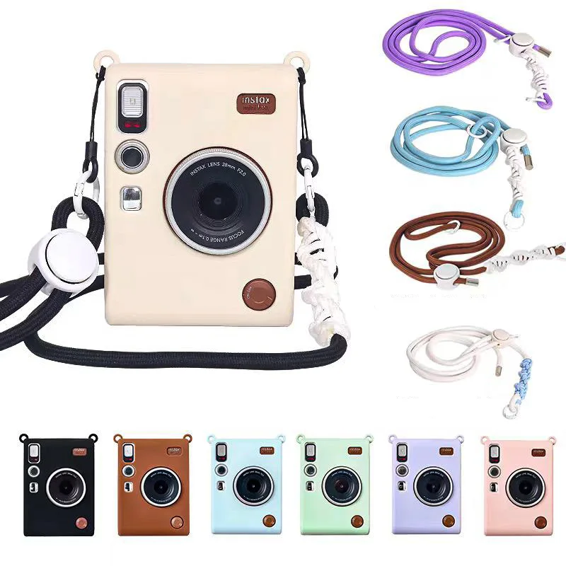 Fujifilm Instax Mini Evo Soft Silicone Case Bag Cover Pouch Shoulder Strap Anti-scratch Dustproof for Lens Cap Camera Holster