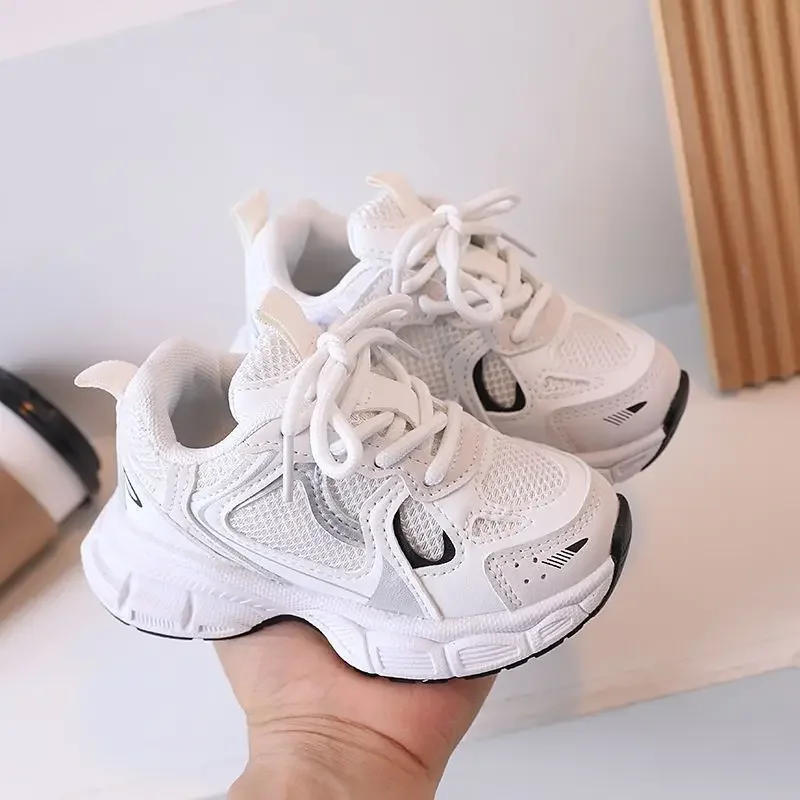 White Non Slip Kids Tennis Shoes Breathable Sneakers