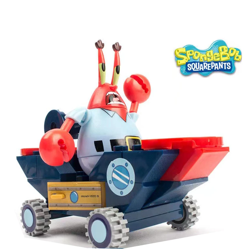 SpongeBob SquarePants Crab Burger Base Ship Restaurant Assemble Building Blocks Biqibao Adventure Puzzle Ornament Kids Gift Toys Puzzle toys,building blocks toys