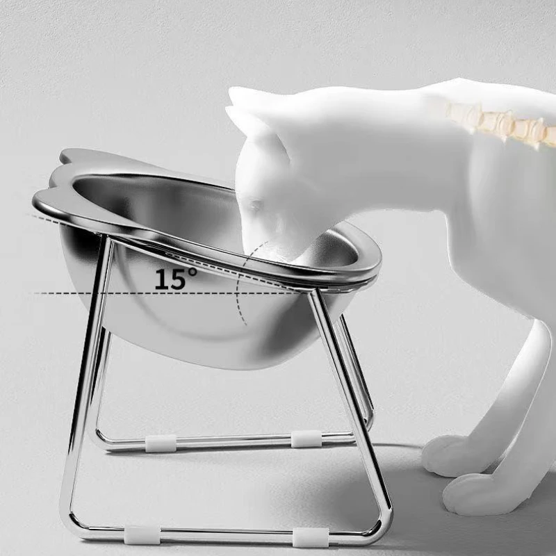 Raised Cat Bowls Tilted Neck Guard Cat Food Bowl 304 Stainless Steel Shatter-resistant Elevated 15° Pet Supplies for Puppy Cat Raised Cat Bowls Tilted Neck Guard Cat Food Bowl 304 Stainless Steel Shatter-resistant Elevated 15° Pet Supplies for Puppy Cat