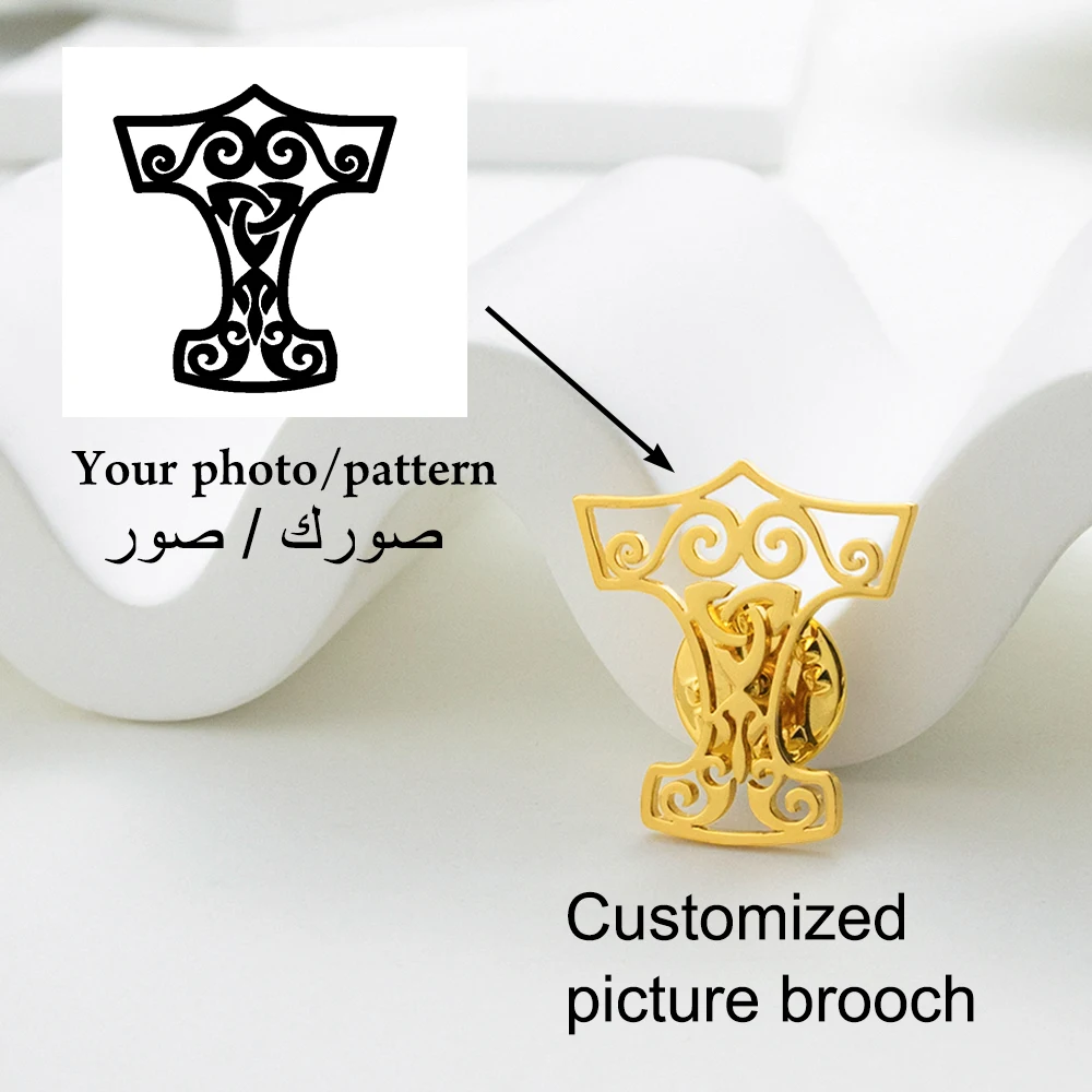 Using images Customizing Personalized Brand Brooches Stainless Steel Accessories Customized LogosJewelry Family Gifts brand brooches