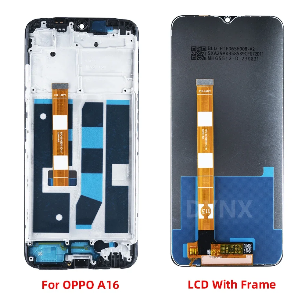 프레임이 있는 LCD 디스플레이 터치 스크린 디지타이저 어셈블리, OPPO A16 2021 CPH2269, 6.52 인치