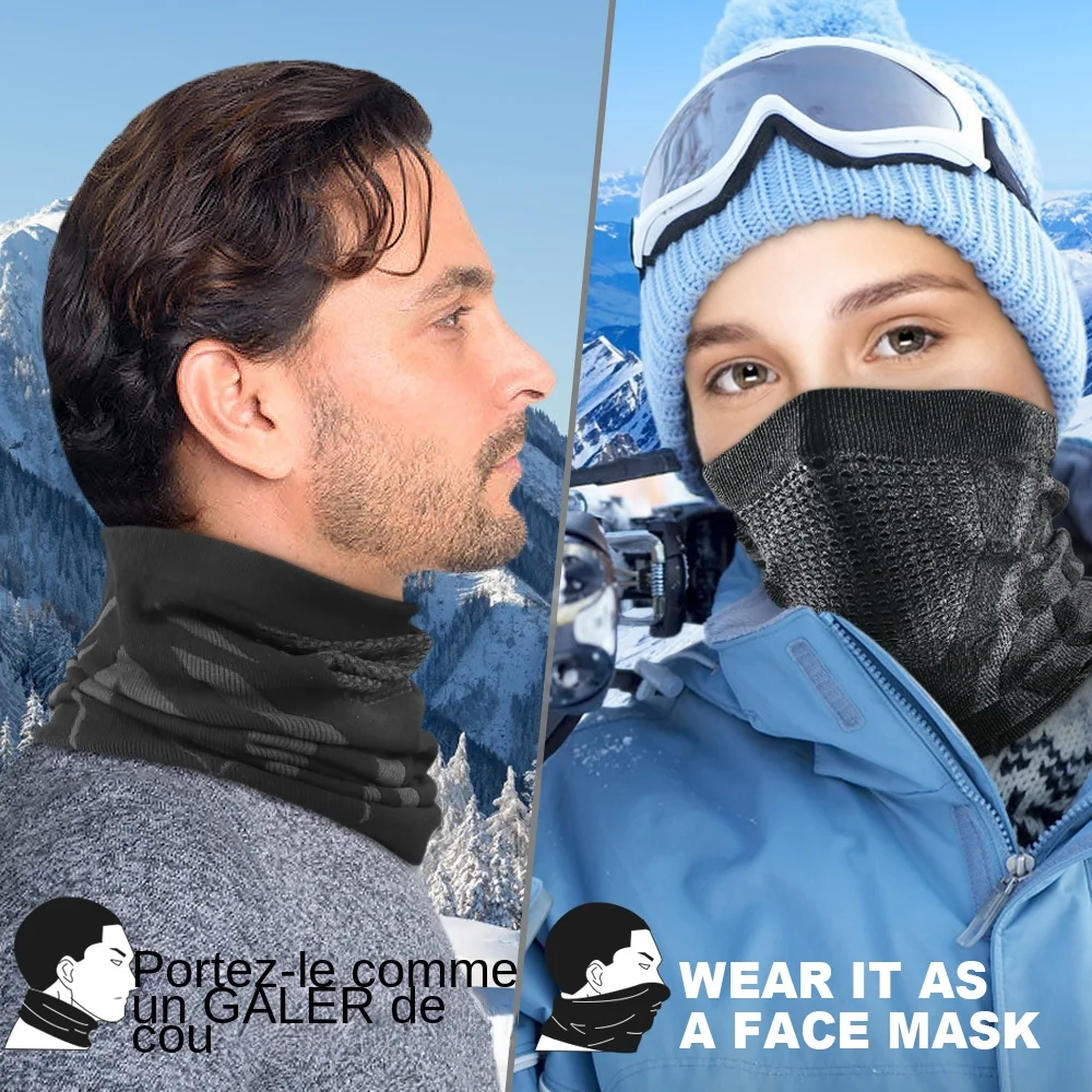 Masque thermique d'hiver à guêtre du cou pour homme et femme,écharpe de randonnée, cyclisme, ski, bandana du visage pour rester au chaud,