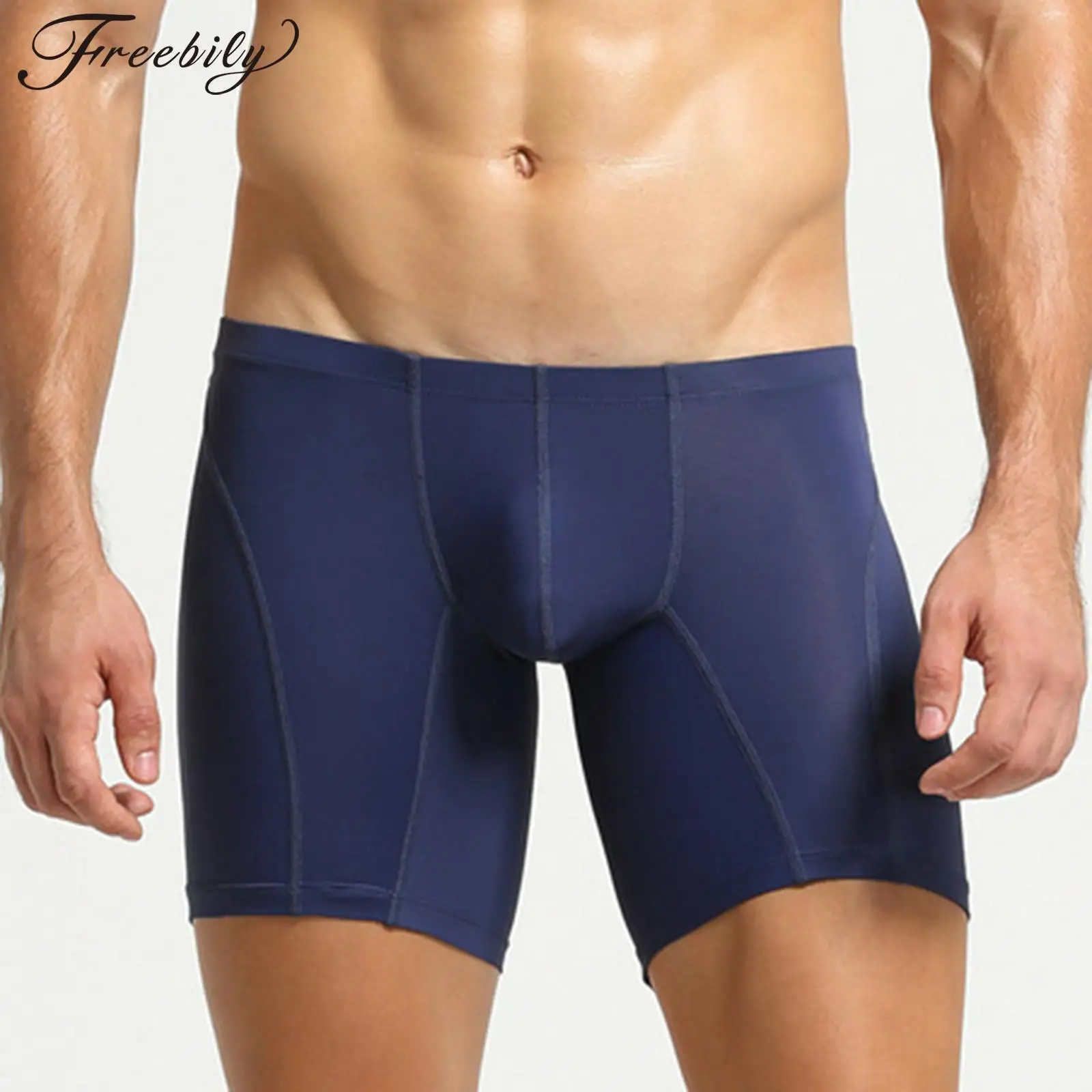 

Sexy Men's Boxers Underwear Panties Man Tight Elastic Low Waistband Bulge Pouch Lift Hip Long Leg Underpants Male Boxershorts