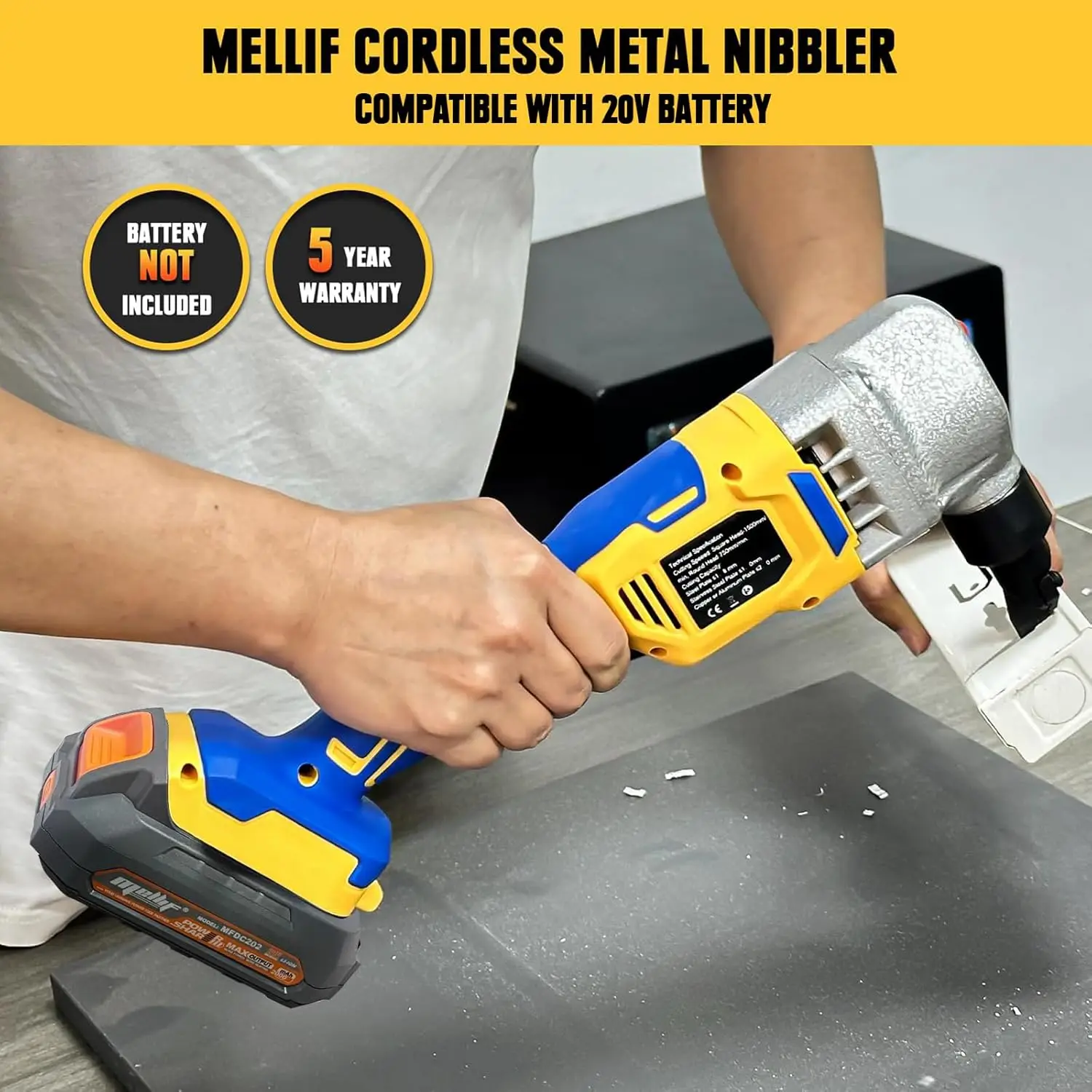 Cordless Electric Nibbler Compatible with Dewalt 18V 20V Battery Cutting Tool for Cutting Stainless Steel,Aluminium,Plastic 4